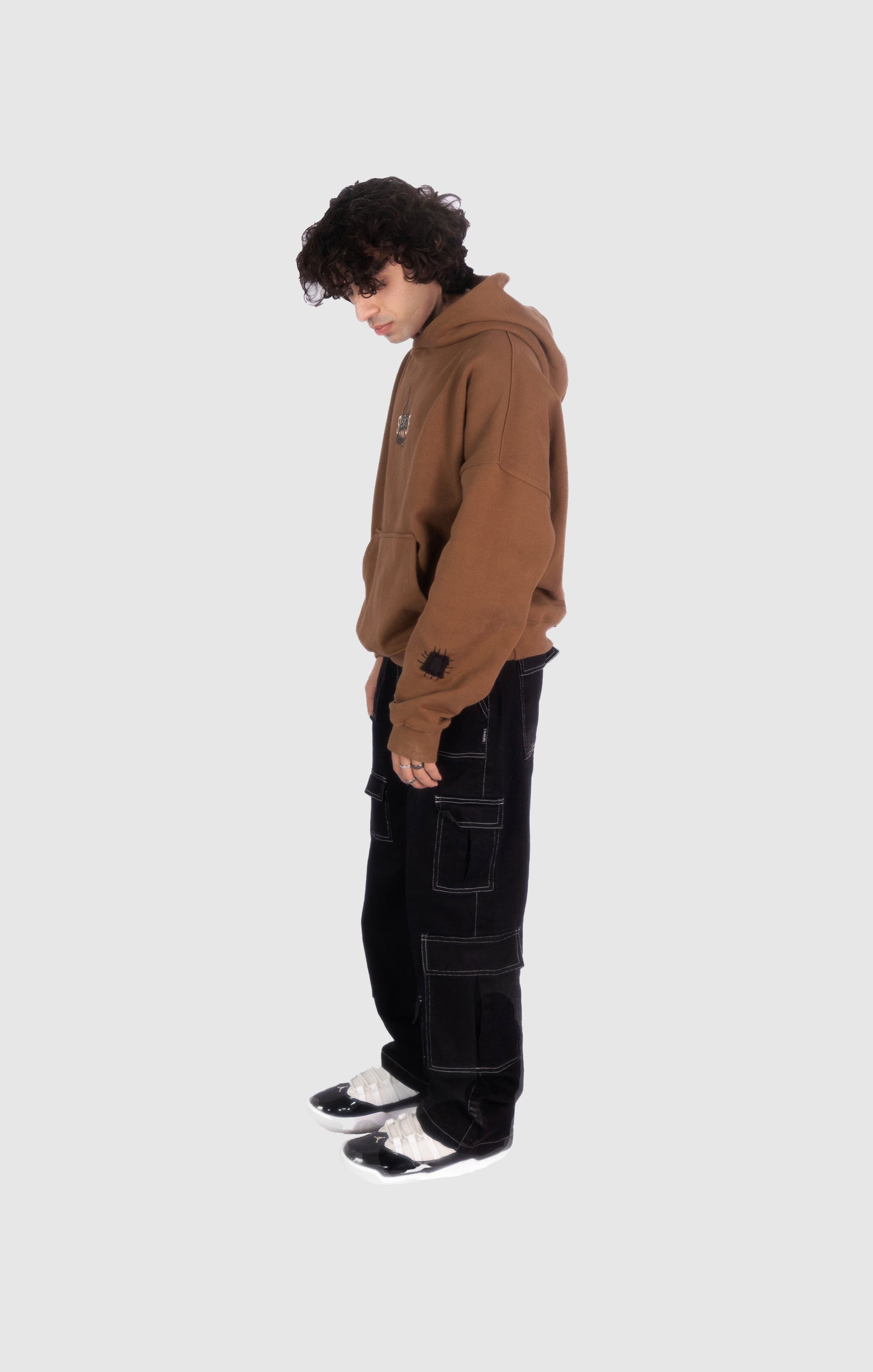 PATCH WORK BROWN HOODIE