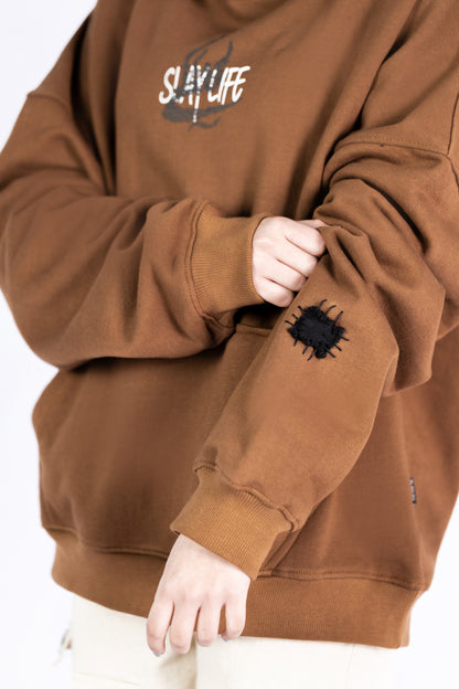 PATCH WORK BROWN HOODIE