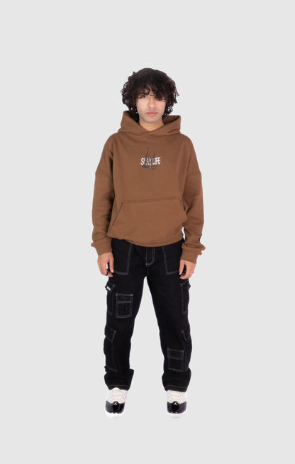 PATCH WORK BROWN HOODIE