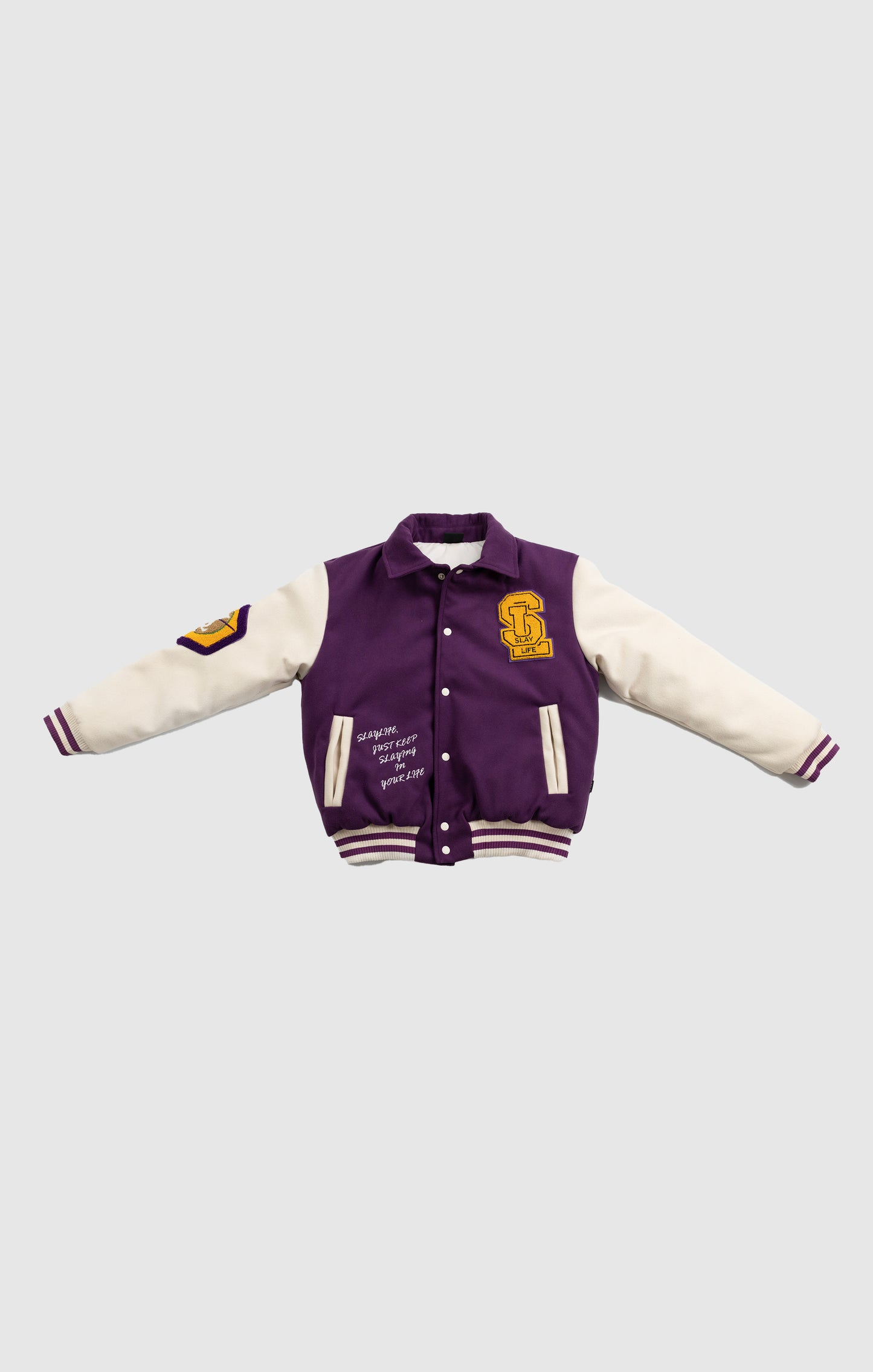 SLAY BELL VARSITY BOMBER JACKET