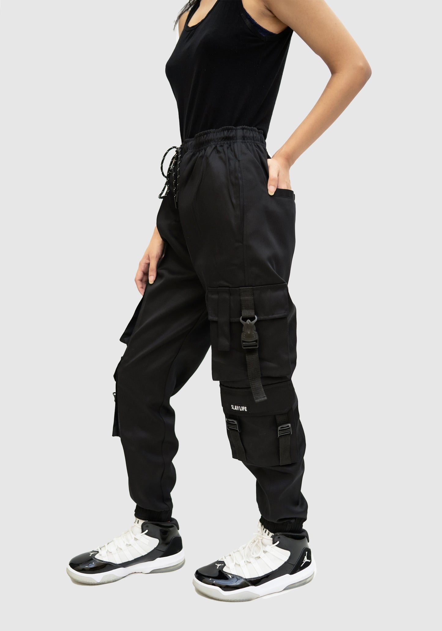 Black Bondage Cargo Trouser