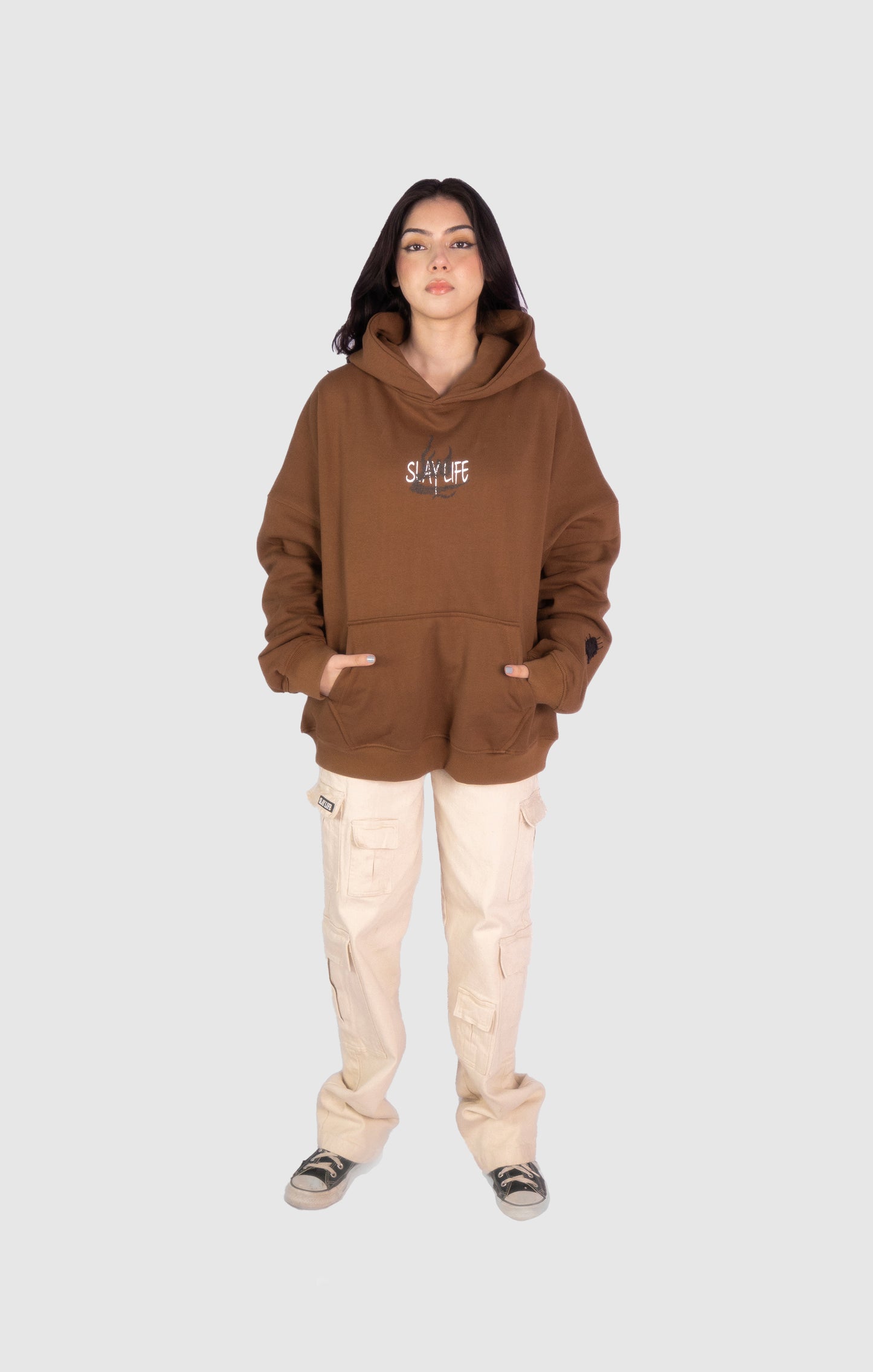 PATCH WORK BROWN HOODIE