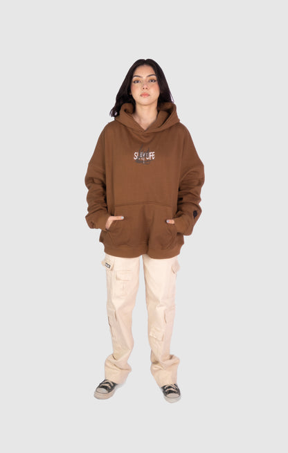 PATCH WORK BROWN HOODIE