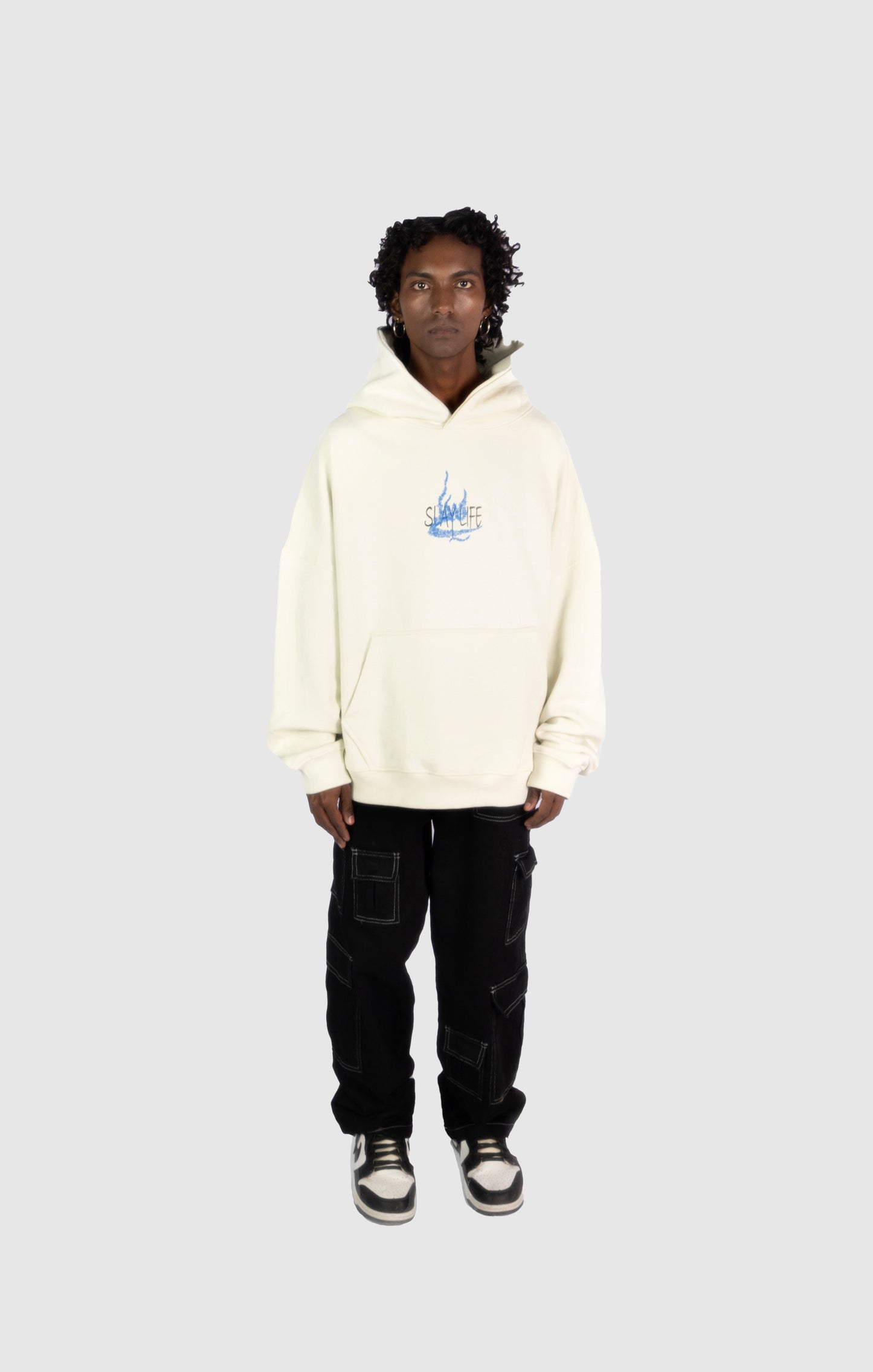 BEIGE WHITE HOODIE