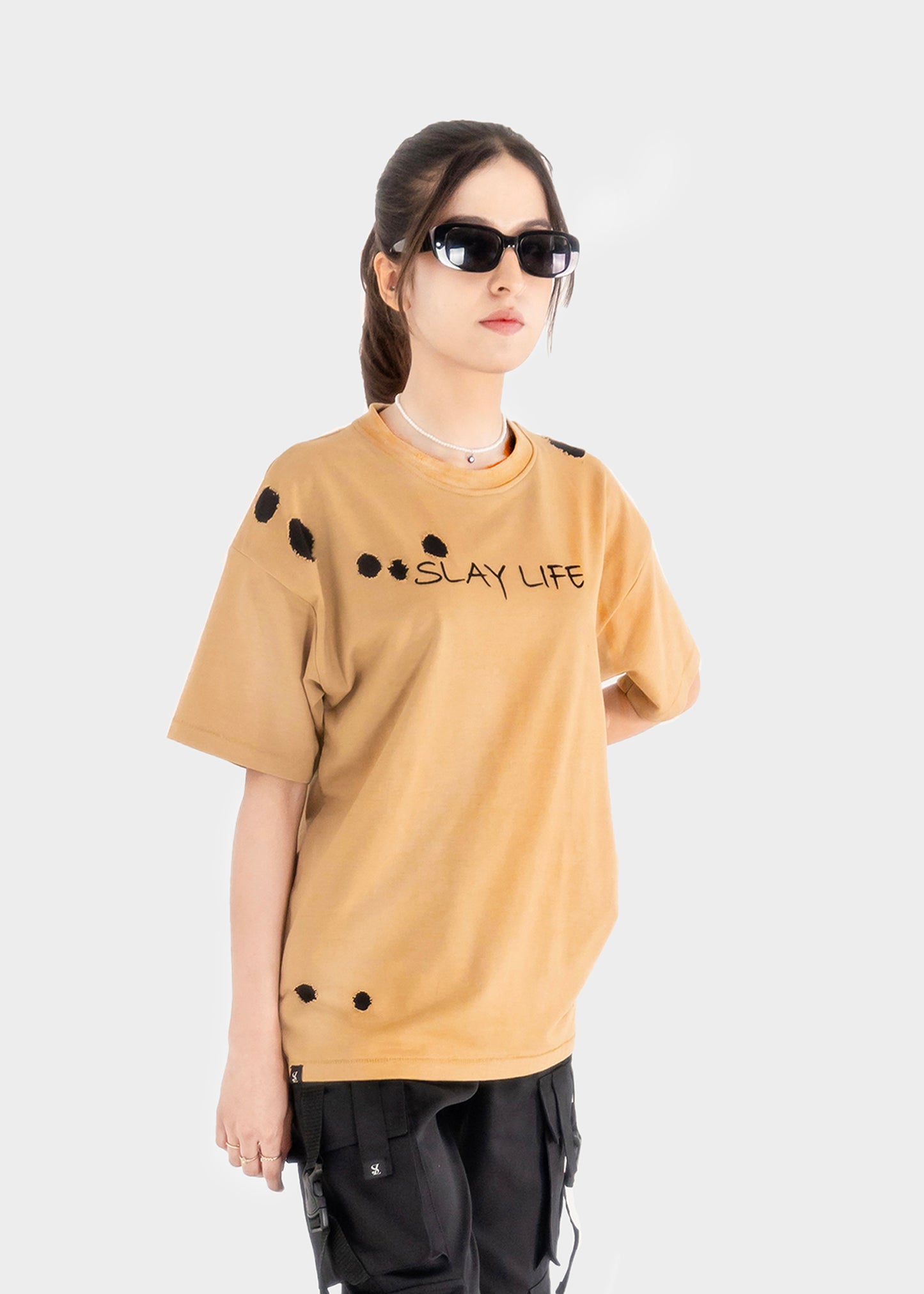 Beige Ripped Vintage T-shirt