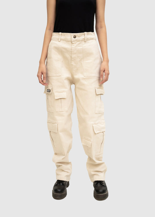 BEIGE WHITE CARGO PANT