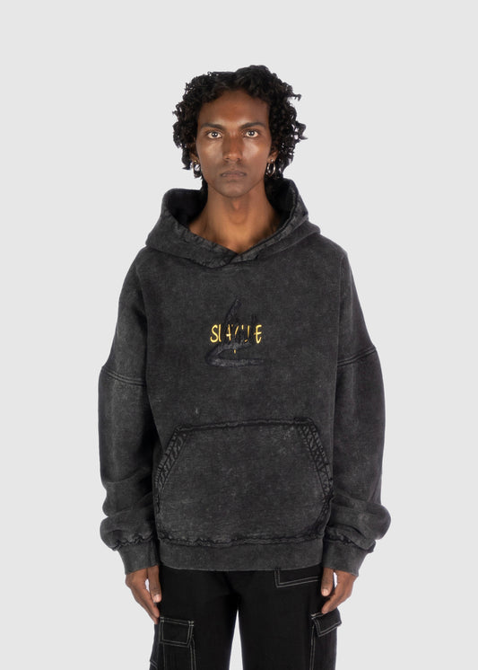 GREY ACID WASH HOODIE